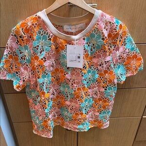 Anthropologie Multicolor Floral Lace Blouse